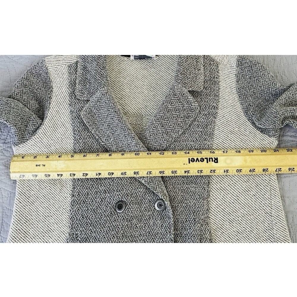 Anthropologie Saturday Sunday Sz L Knit Blk Gray Color Block Pkts Dbl Brstd Jckt - Picture 6 of 8